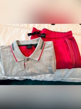 BOSS Men's Hot Pink Athletic Drawstring Shorts & Matching Polo